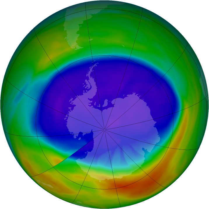 Antarctic ozone map for 21 September 2005